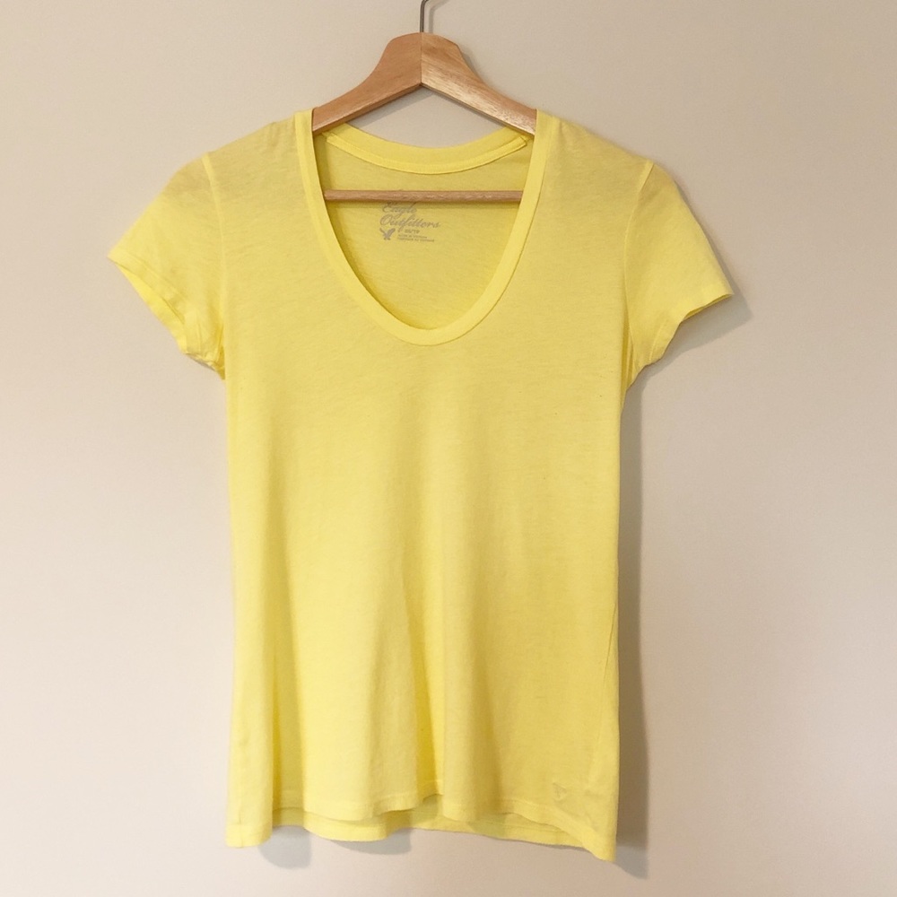 American Eagle Yellow Scoop Neck Tee Shirt